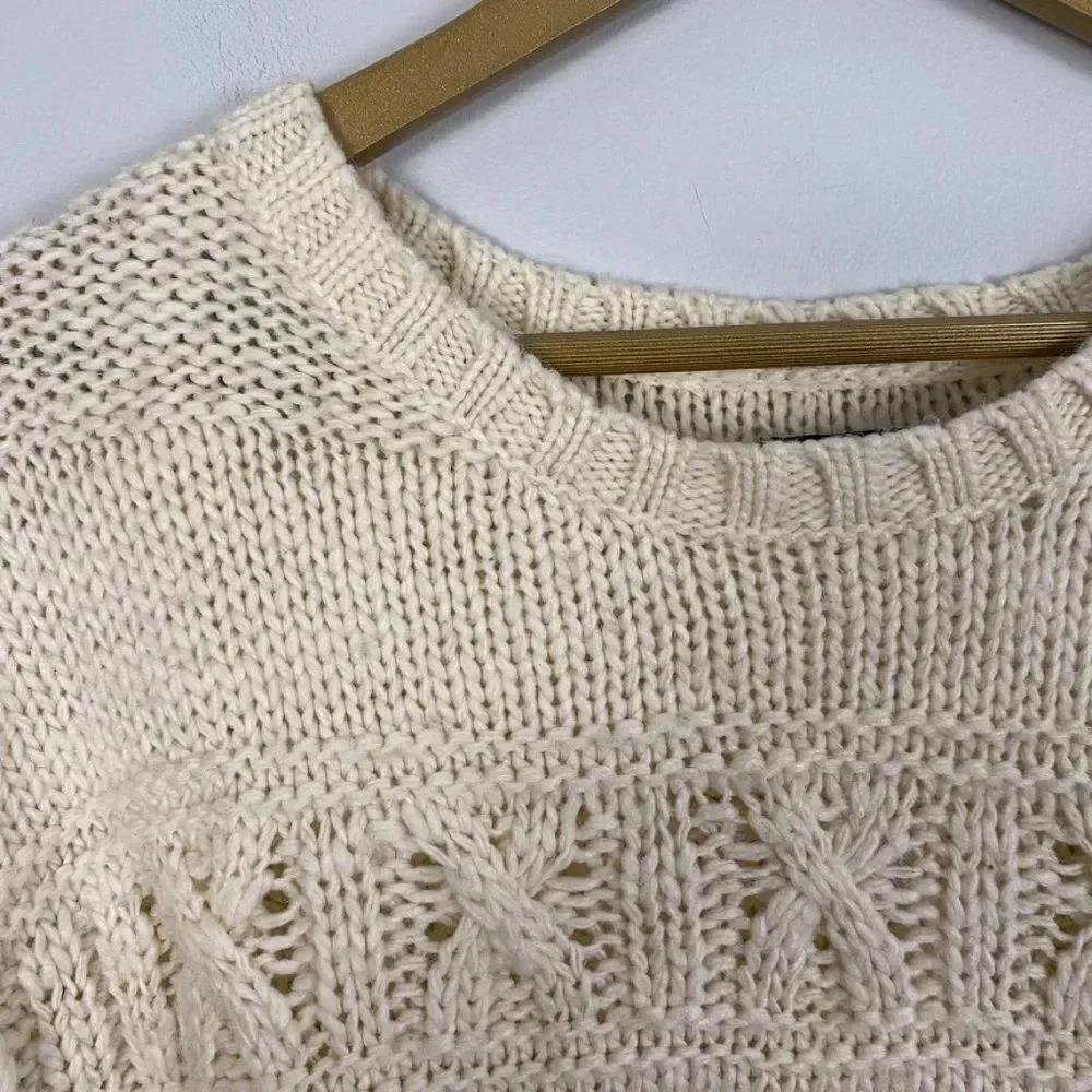 American Eagle Chunky Knit Wool Blend Fisherman Sweater - Picture 12 of 16